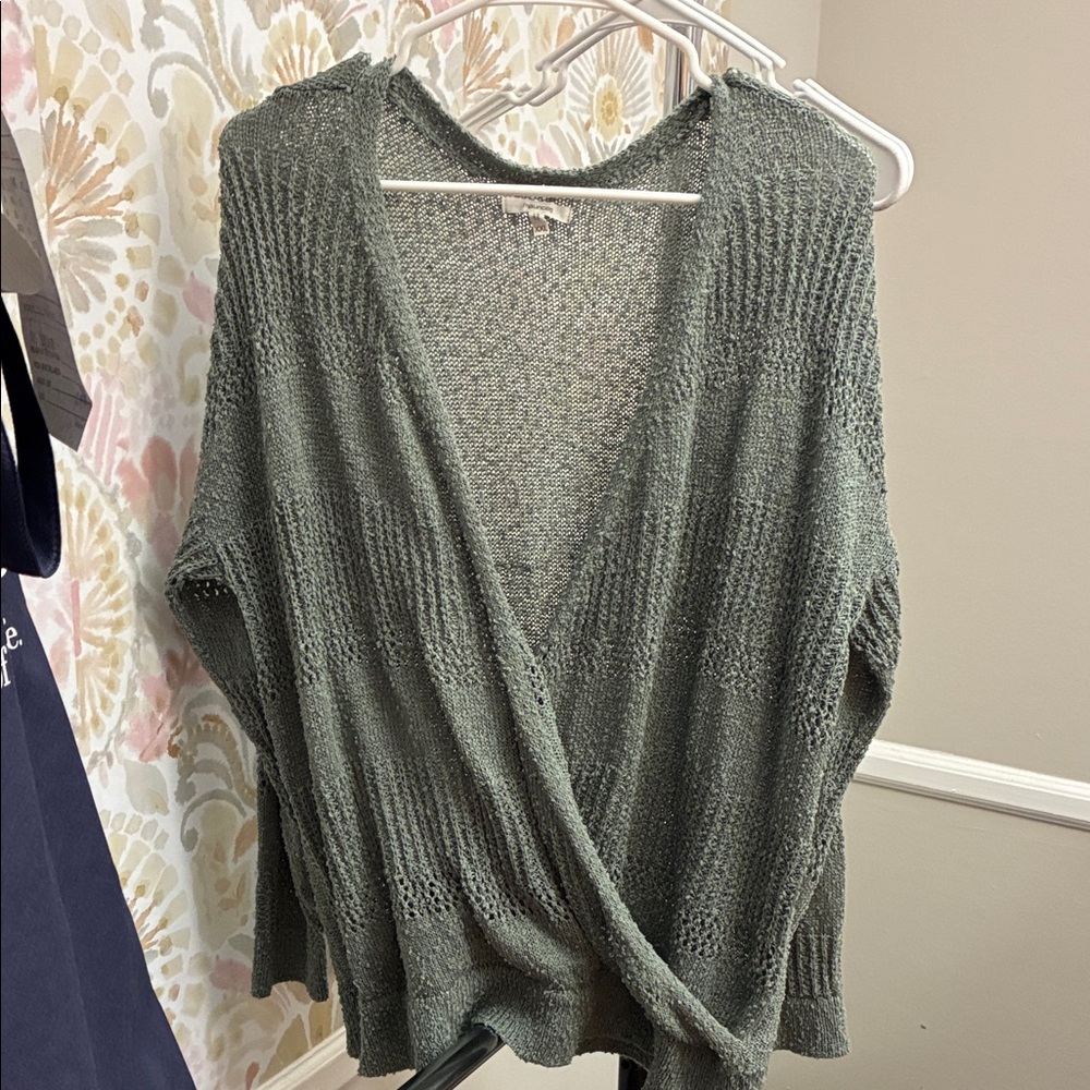 Maurices Olive Green Knit Wrap Cardigan